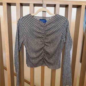 Black and White Gingham Long Sleeve Top by Permanent Vacation